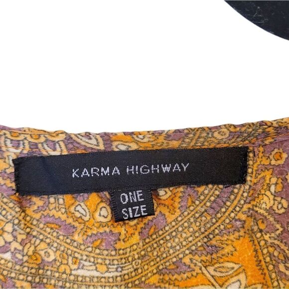 Karma Highway Orange And Purple Paisley Blouse One Size - Picture 3 of 6